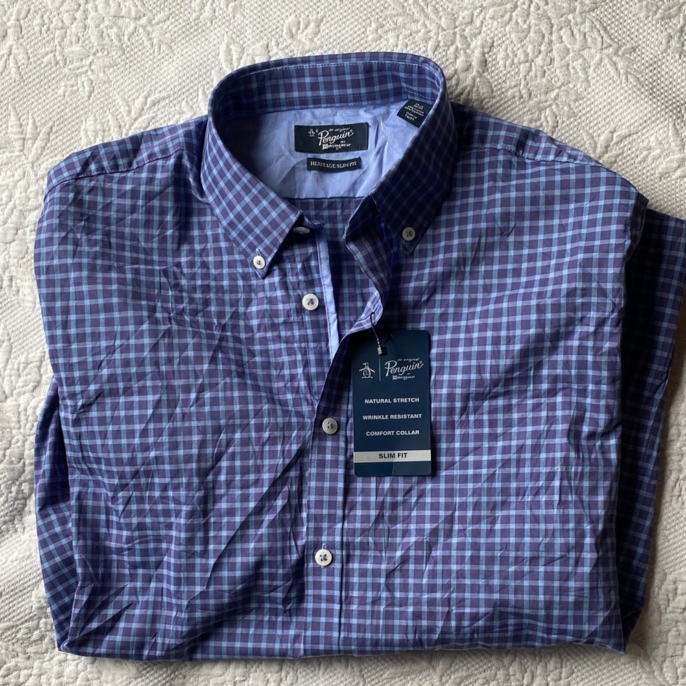 Penguin munsingwear Purple Checkered Men's Casual Shirt